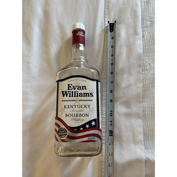 Evan Williams Empty Whiskey Bottle Crafts DIY Bourbon American Flag Patriotic - Picture 2 of 5